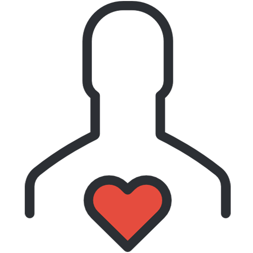 Outline of a person with a red heart