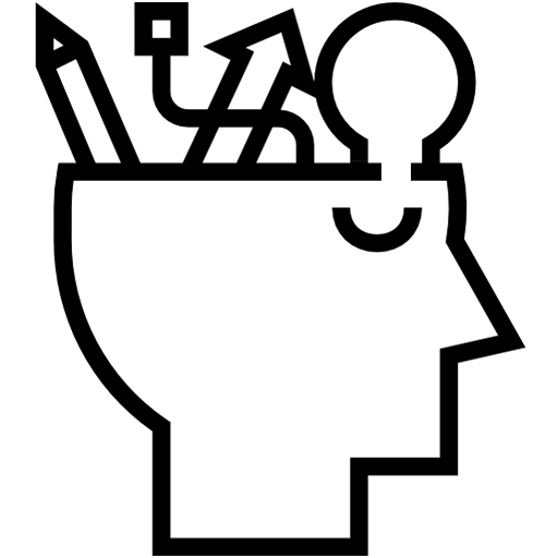 outline of a head profile with a thought